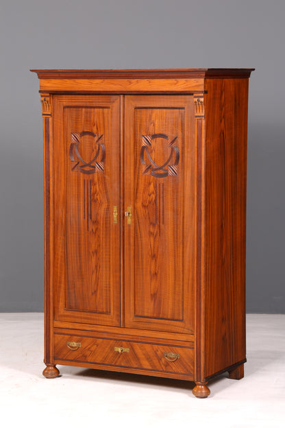 Wunderschöner Jugendstil Schrank Antik um 1880 Eiche Kleiderschrank Dielenschrank Wäscheschrank Massivholz