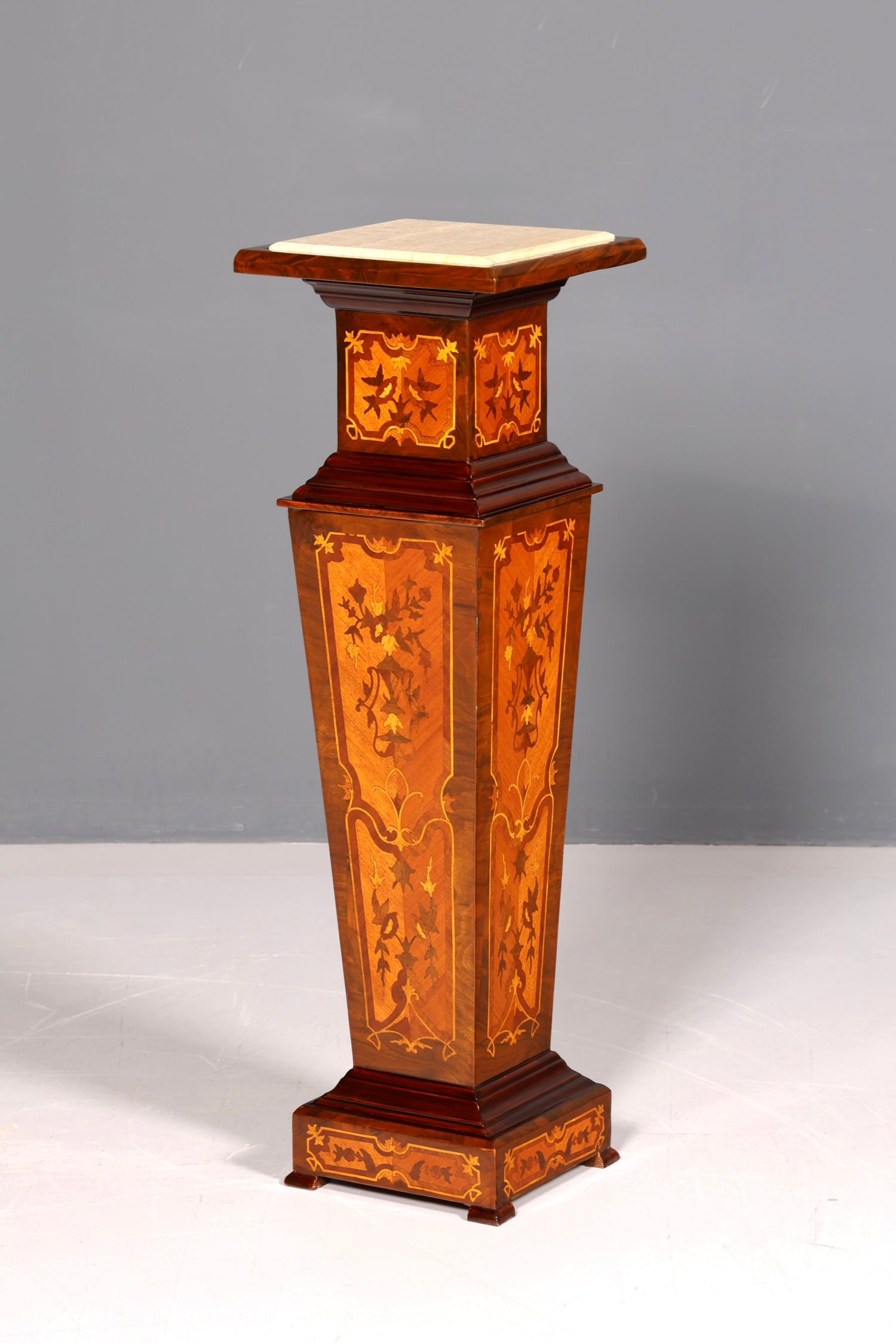 Stilvolle Barock Säule Louis XV Blumensäule Marmor Ablage Naturstein Intarsien Antik Stil