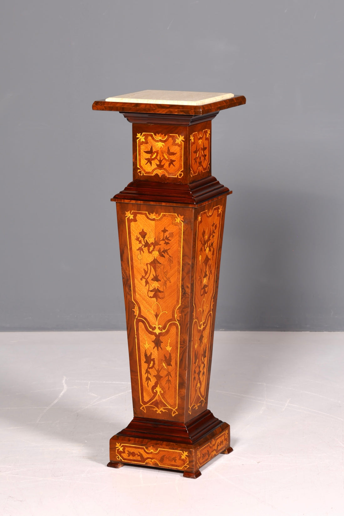 Colonne baroque élégante Louis XV, colonne à fleurs antique en marbre, table en pierre naturelle, incrustations, colonne décorative