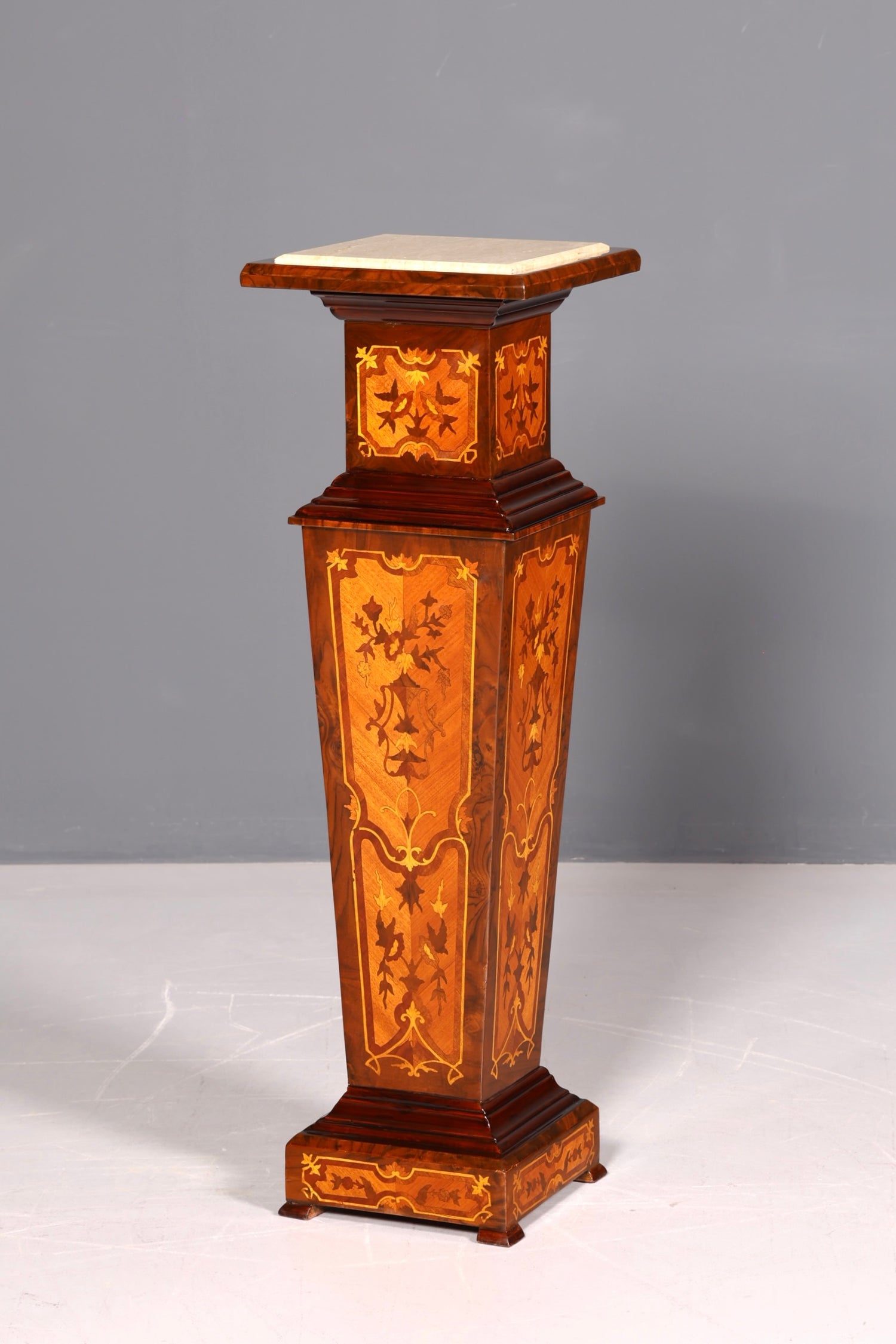 Edle Barock Säule Louis XV Blumensäule Antik Marmor Tisch Naturstein Intarsien Dekosäule