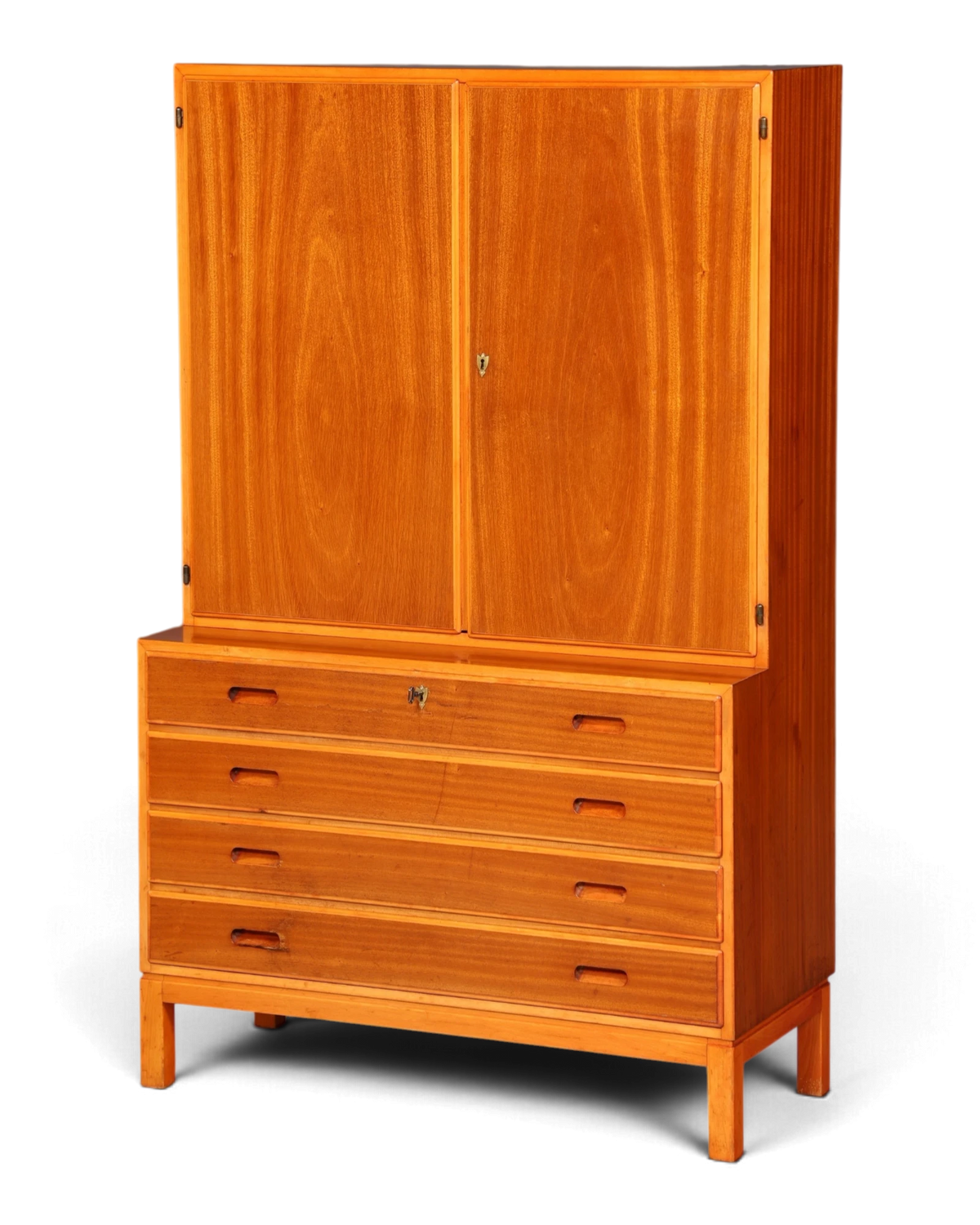 Magnifique buffet haut suédois Mid-Century de 1953, armoire avec tiroirs, commode, armoire à linge, meuble Vertiko vintage des années 50, armoire à éléments superposés