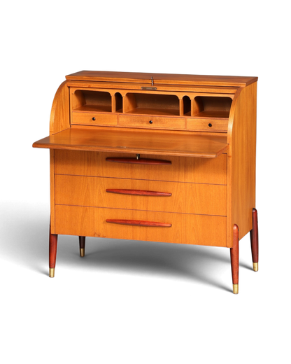 Schlichter Mid Century Rollladen Sekretär von Bröderna Gustafssons Büro Schrank Schreibkommode 60s Schreibmöbel