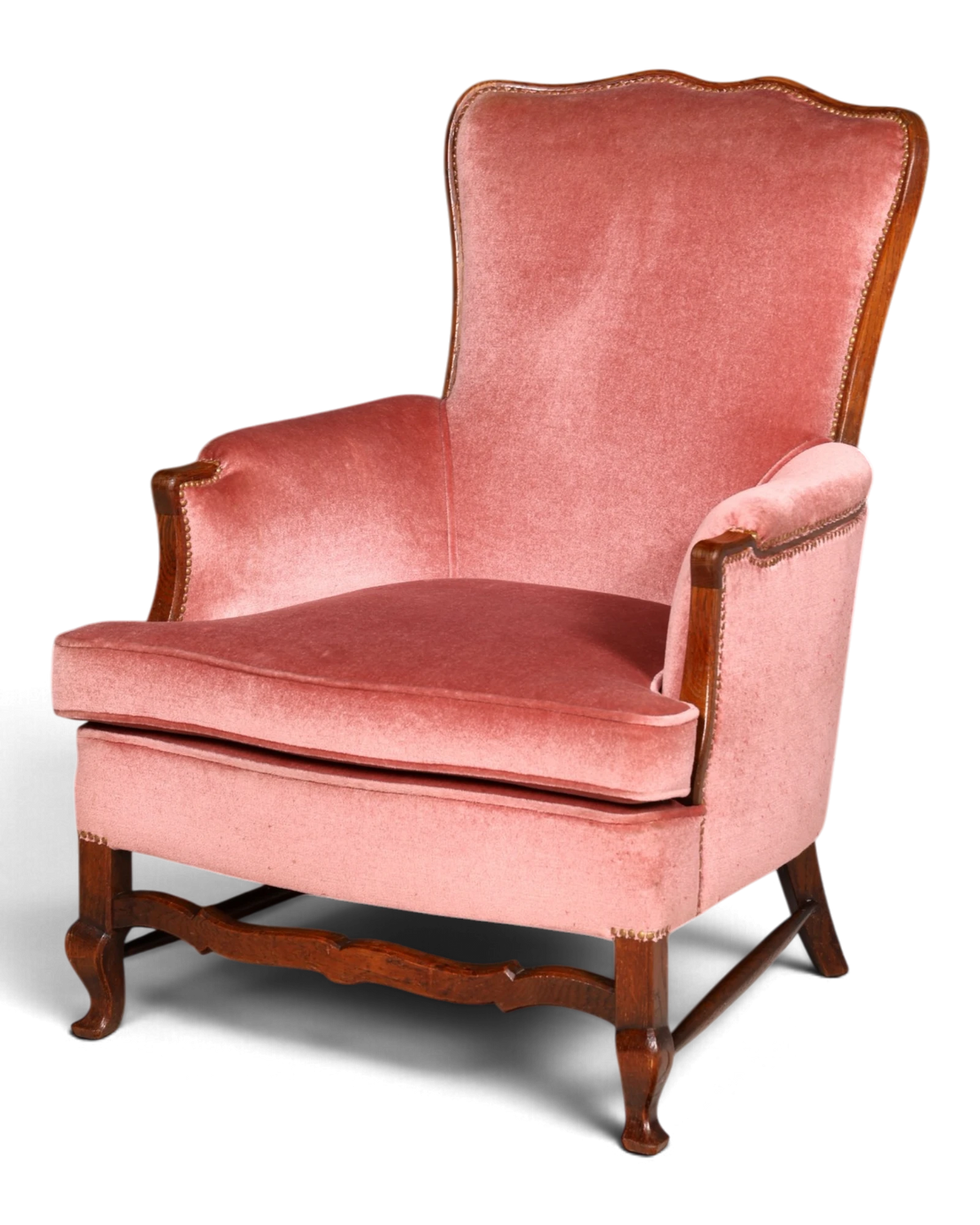 Beautiful antique Chippendale armchair, upholstered chair, dusty pink velvet, armchair, reading chair, pink