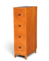 Hauptstadt Möblerei Mid Century Aktenschrank aus massivem Holz mit vier Schubladen im Bauhaus Design