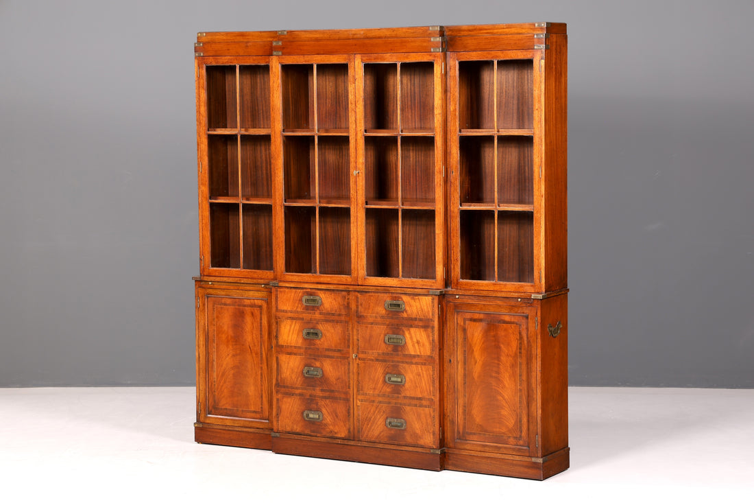 Wunderschöner Maritimer Vitrinenschrank Englisch Bibliothek Bücherschrank Buffet Antik Massiv Echt Holz Schrank UK Vintage