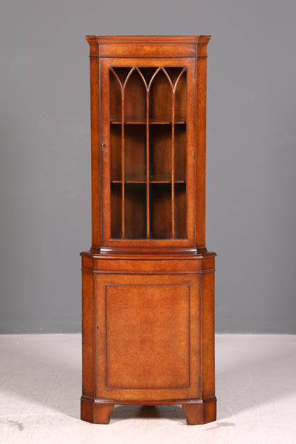 Wunderschöne Englische Eckvitrine Mahagoni Eckschrank Glasvitrine Vitrine Antik Echt Holz Vintage