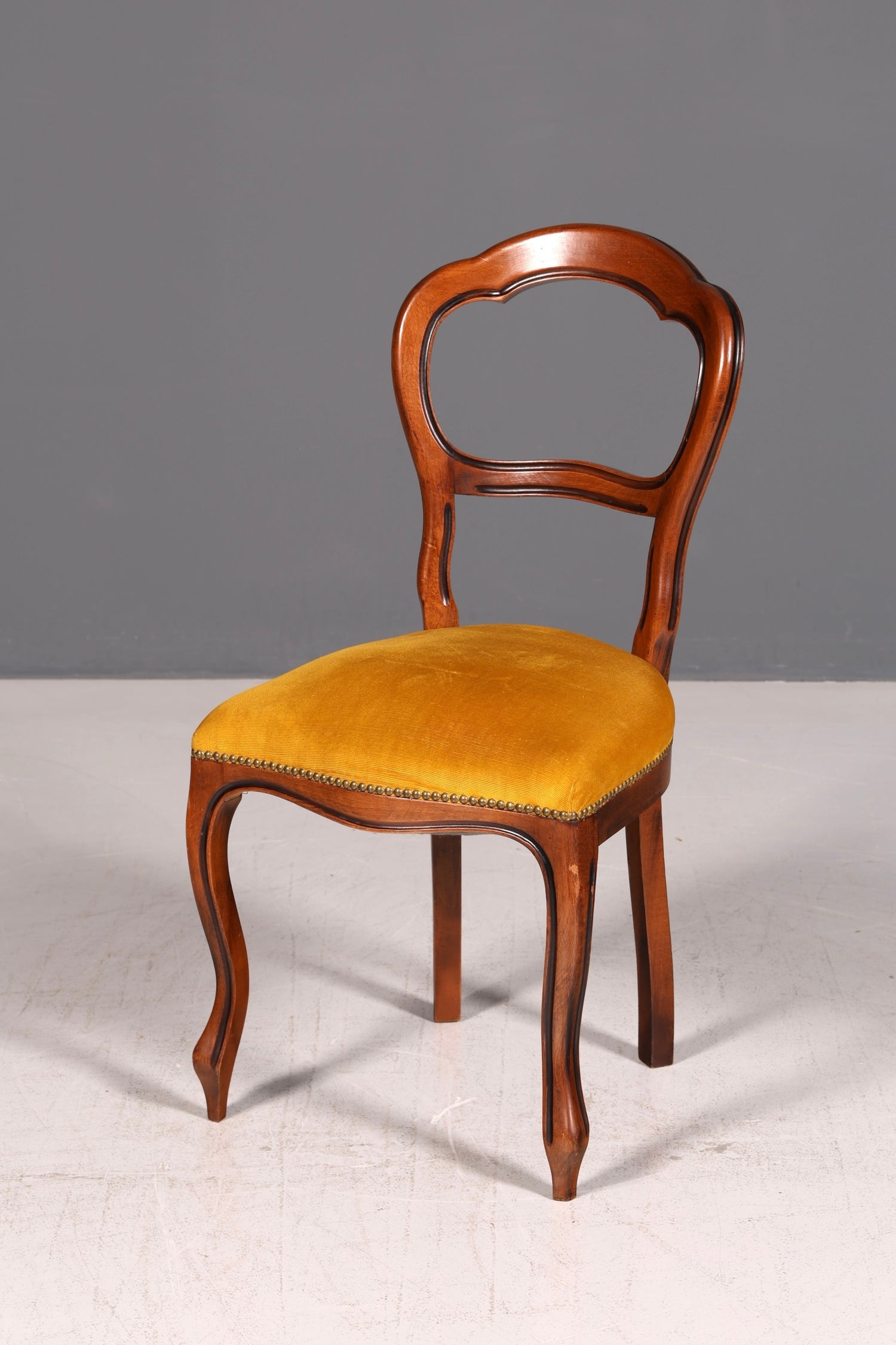 Edler Louis Philippe Stuhl um 1880 Antik Biedermeier Nussbaum Esszimmerstuhl Polsterstuhl Sekretärstuhl Vintage