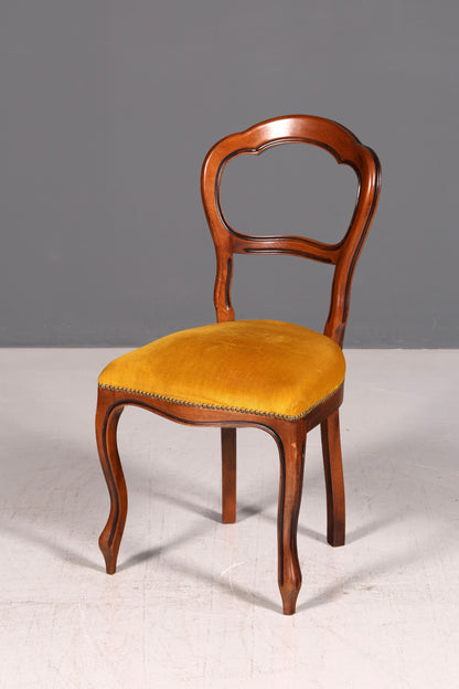 Edler Louis Philippe Stuhl um 1880 Antik Biedermeier Nussbaum Esszimmerstuhl Polsterstuhl Sekretärstuhl Vintage