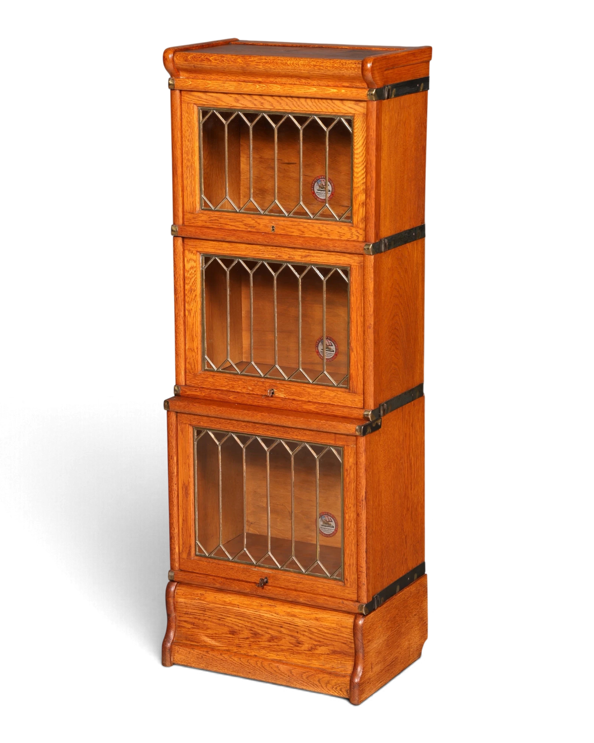 Rare bibliothèque modulable Heinrich Zeiss en bois massif, avec vitrine à vitraux, armoire à livres et modules empilables