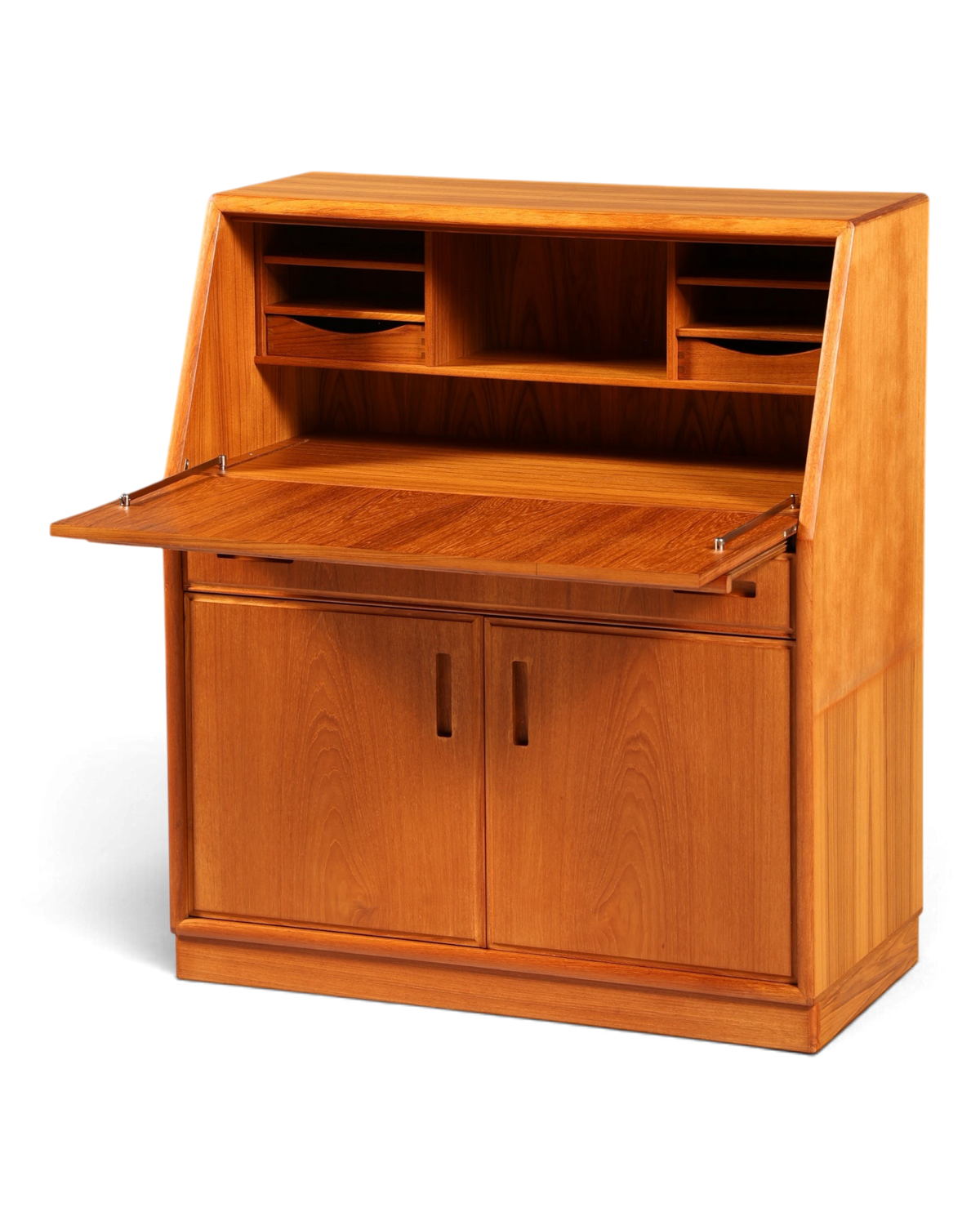 Hauptstadt Möblerei Sekretär aus Teakholz mit aufklappbarer Schreibplatte und integrierten Schubladen im Mid-Century-Stil
