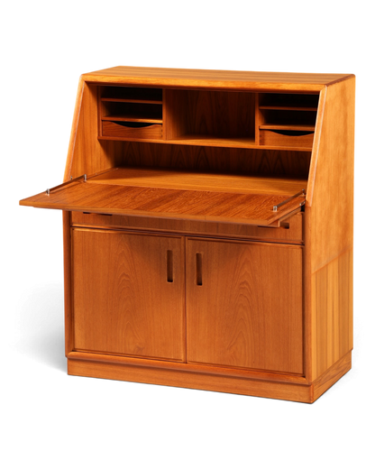 Hauptstadt Möblerei Sekretär aus Teakholz mit aufklappbarer Schreibplatte und integrierten Schubladen im Mid-Century-Stil