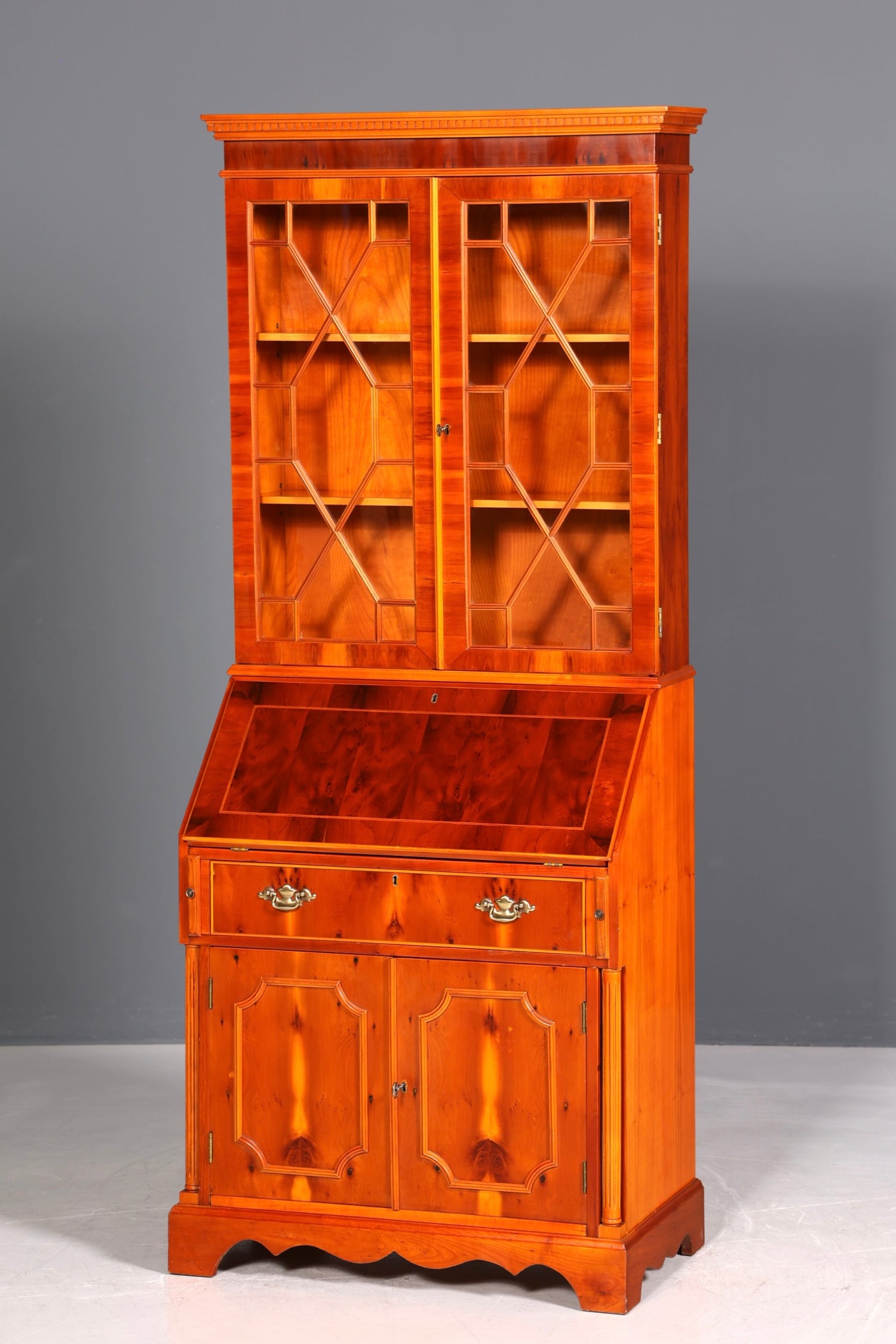 Bureau secrétaire anglais élégant, bureau de bureau, bois d&
