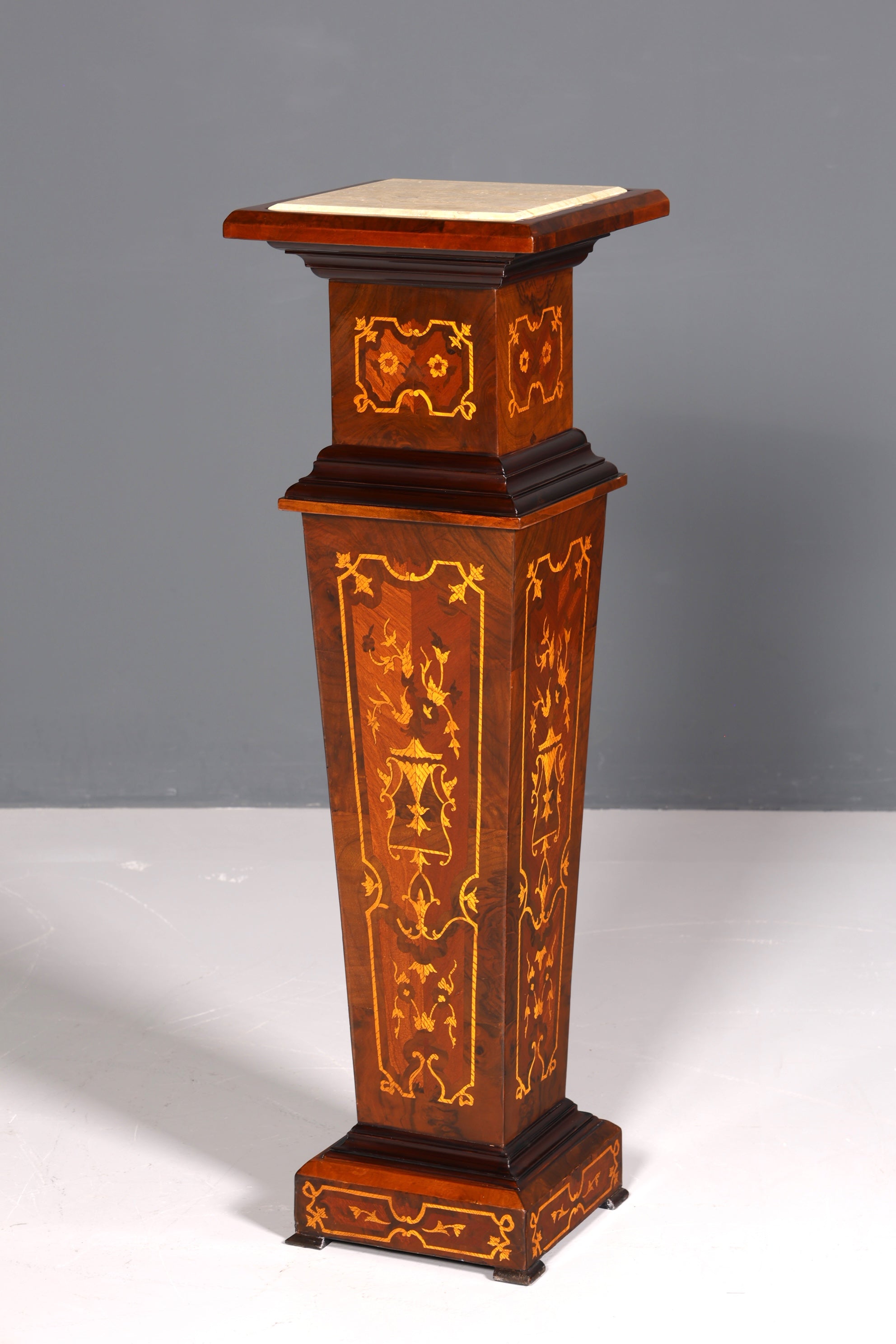 Stilvolle Barock Stil Säule Louis XV Blumensäule Naturstein Marmor Intarsien Ablage Tisch