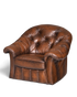 Hauptstadt Möblerei Chesterfield Ledersessel in Braun mit Knopfheftung und geschwungenen Armlehnen im Vintage-Stil