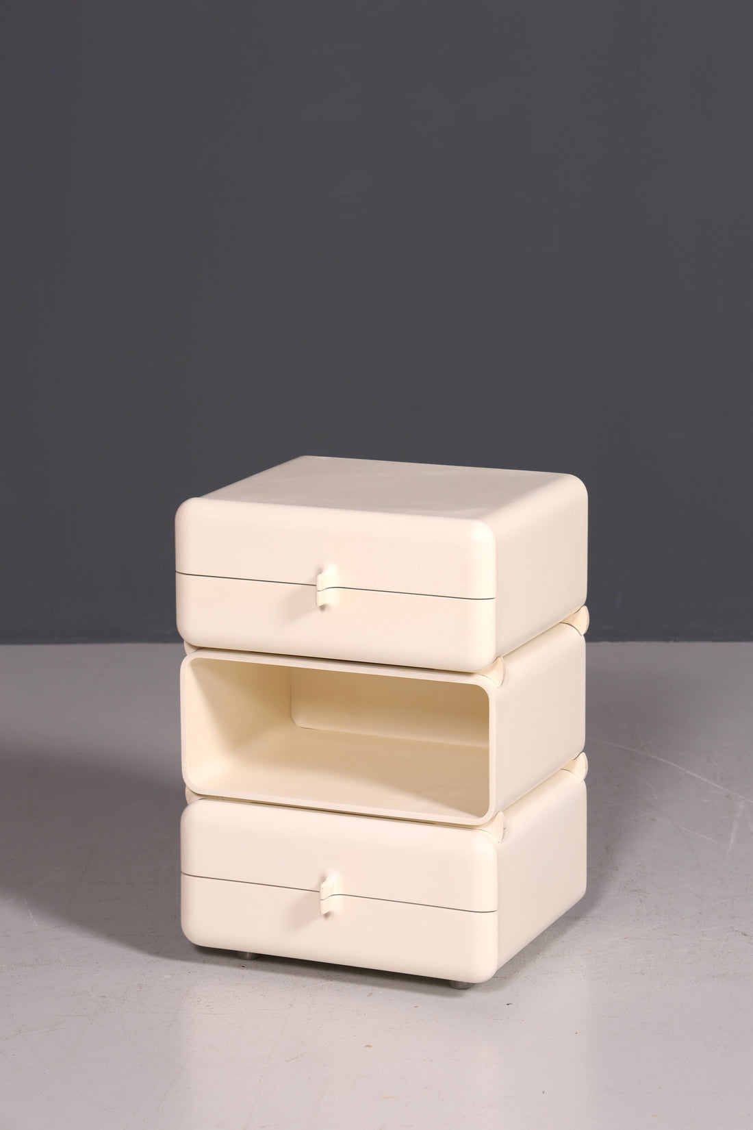 Commode rare du milieu du XXe siècle, table de chevet modulaire au design futuriste, commode vintage française, 1 sur 5