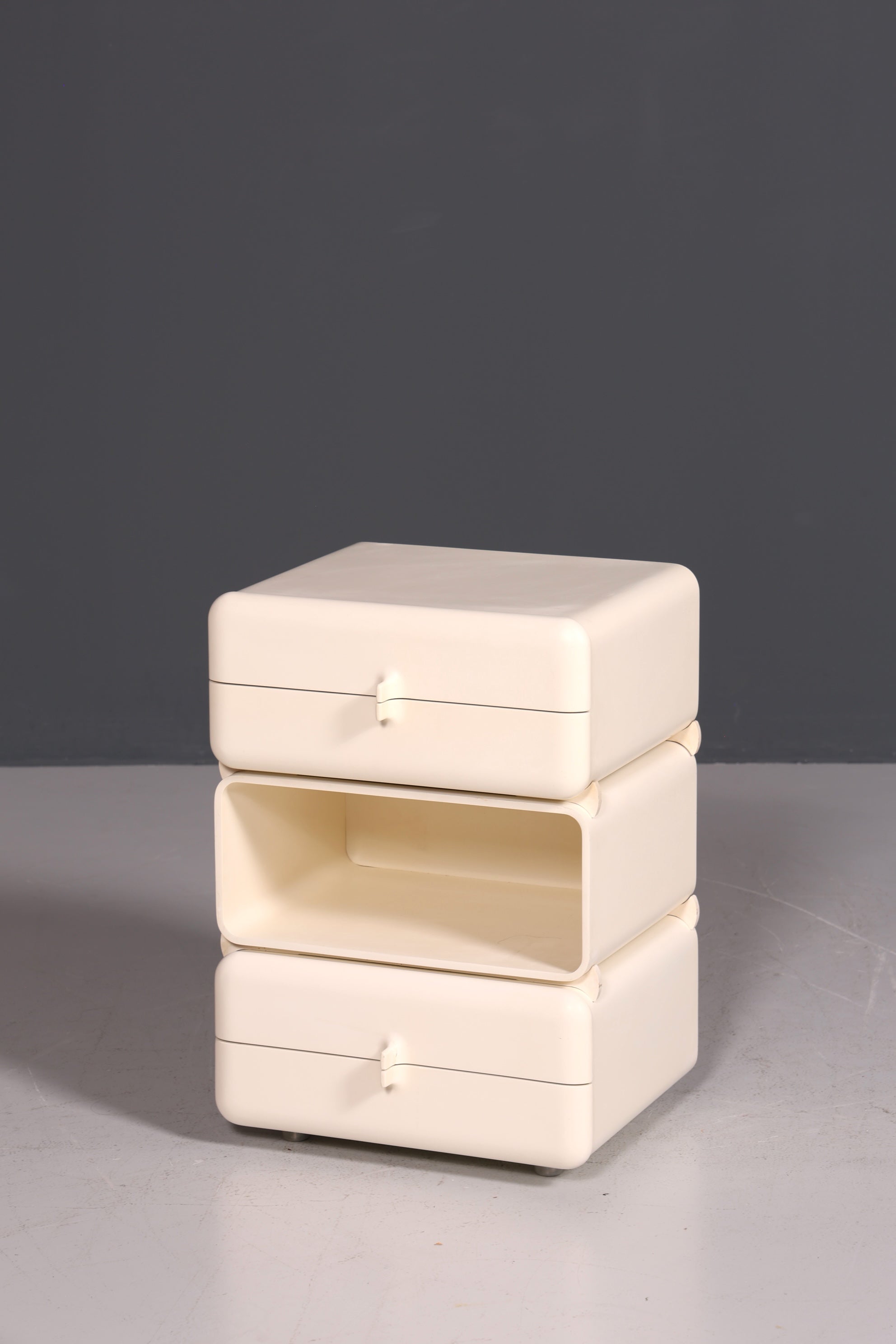 Commode rare du milieu du XXe siècle, table de chevet modulaire au design futuriste, commode vintage française, 1 sur 5