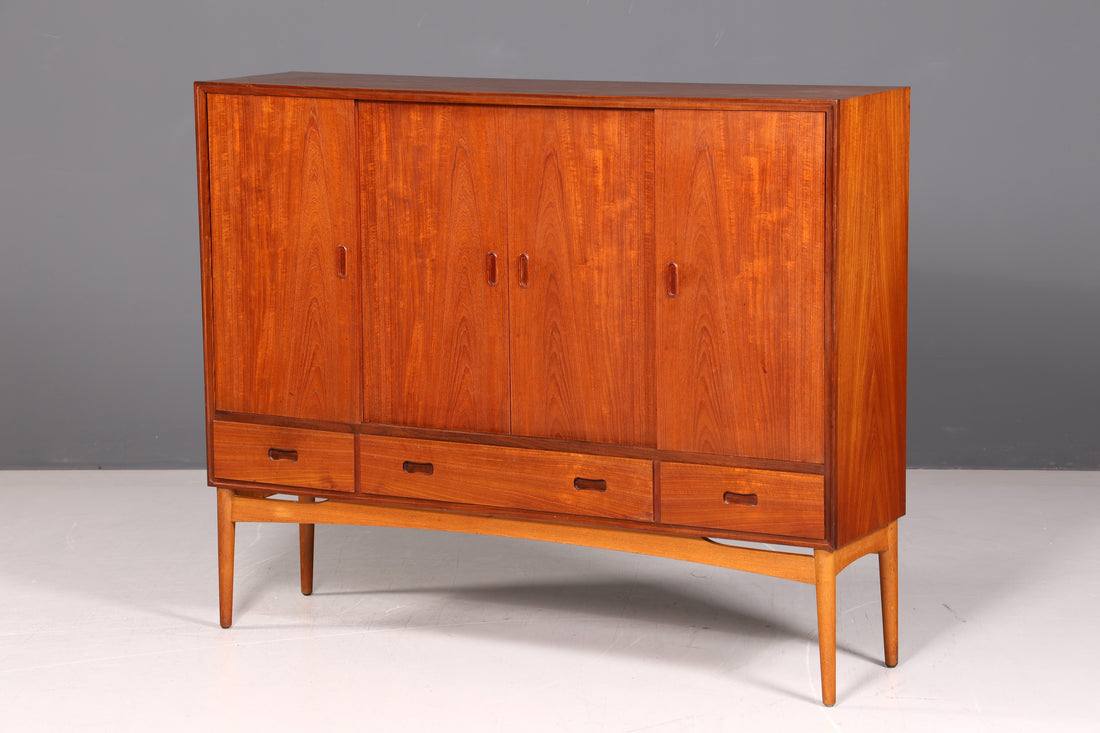 Magnifique highboard Mid Century, armoire vintage, buffet rétro, design danois, commode en bois de teck
