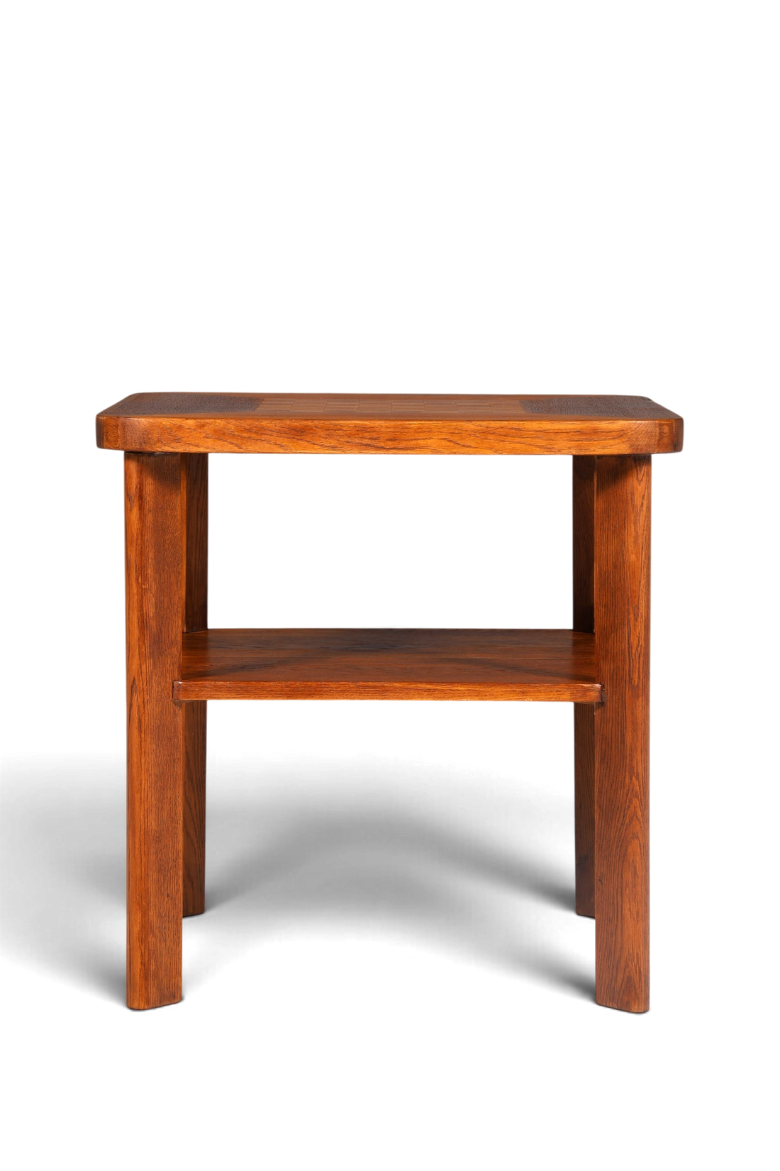 Hauptstadt Möblerei Art-Deco Beistelltisch aus Eichenholz mit quadratischer Ablagefläche im Vintage-Stil