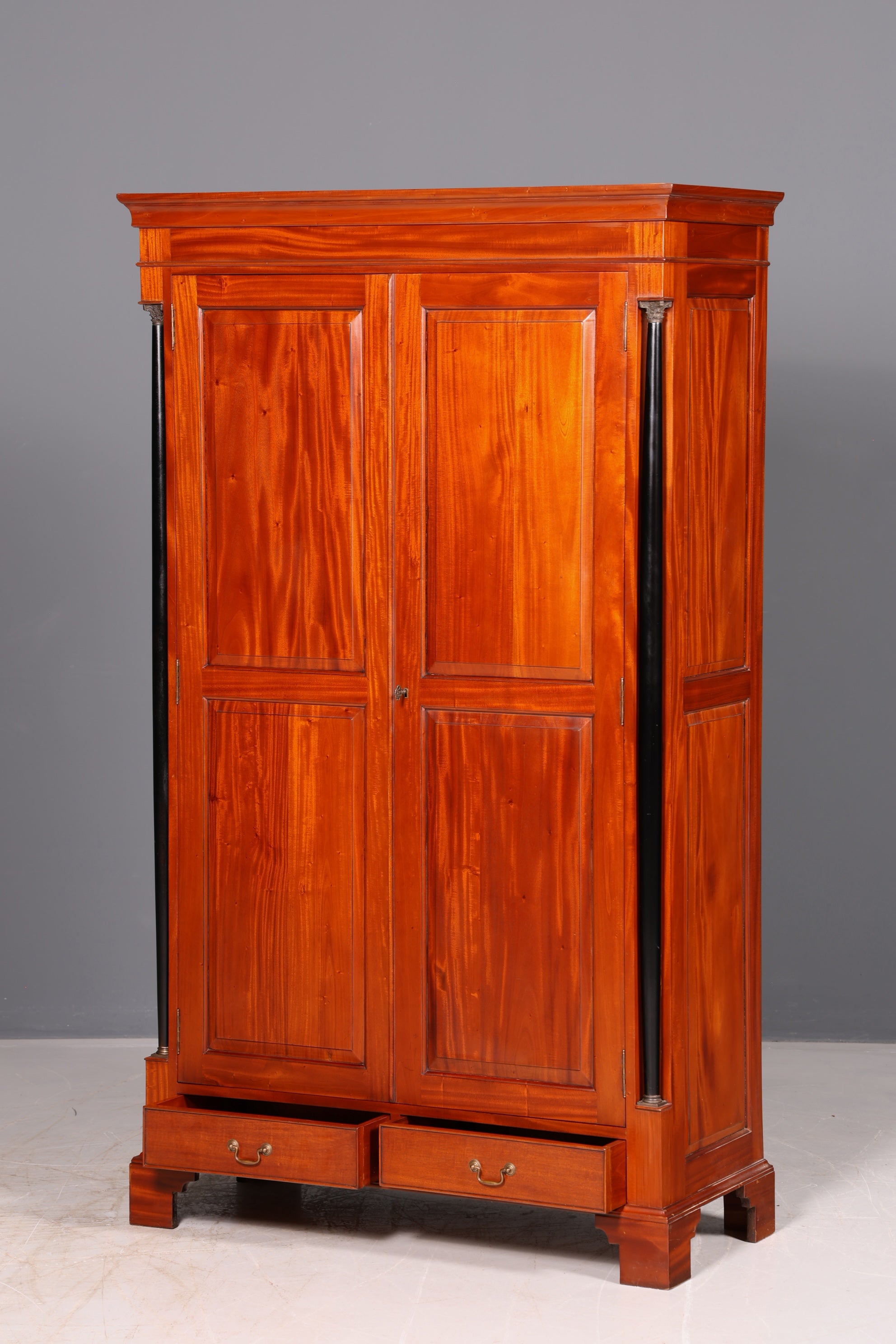 Beautiful Biedermeier wardrobe, mahogany, antique, column cabinet, hallway cabinet, linen cabinet, solid wood