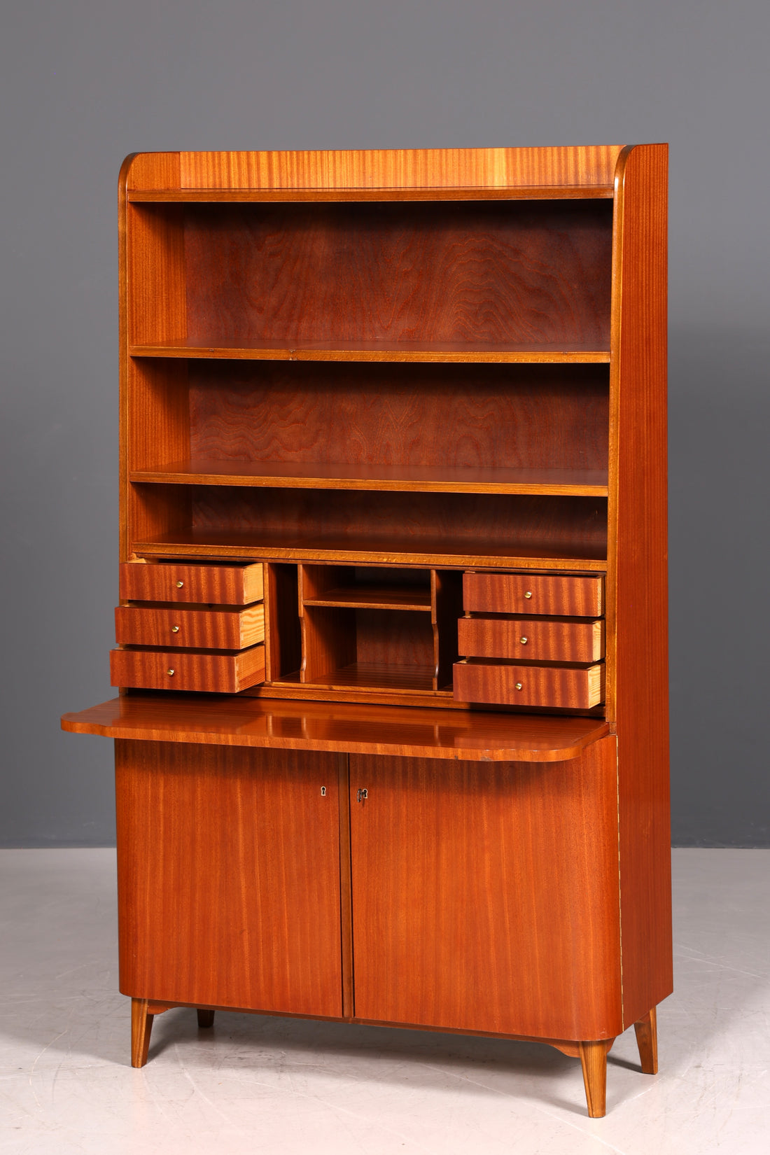 Wunderschöner Mid Century Schrank Bücherregal Danish Design Vintage Sekretär Highboard Holz Regal