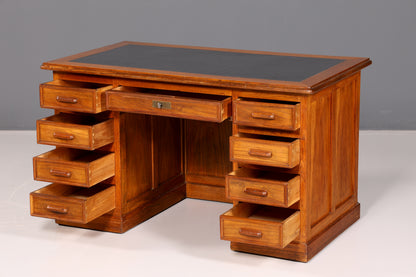 Magnifique bureau de style Bauhaus et Art déco, table de bureau en chêne antique vintage