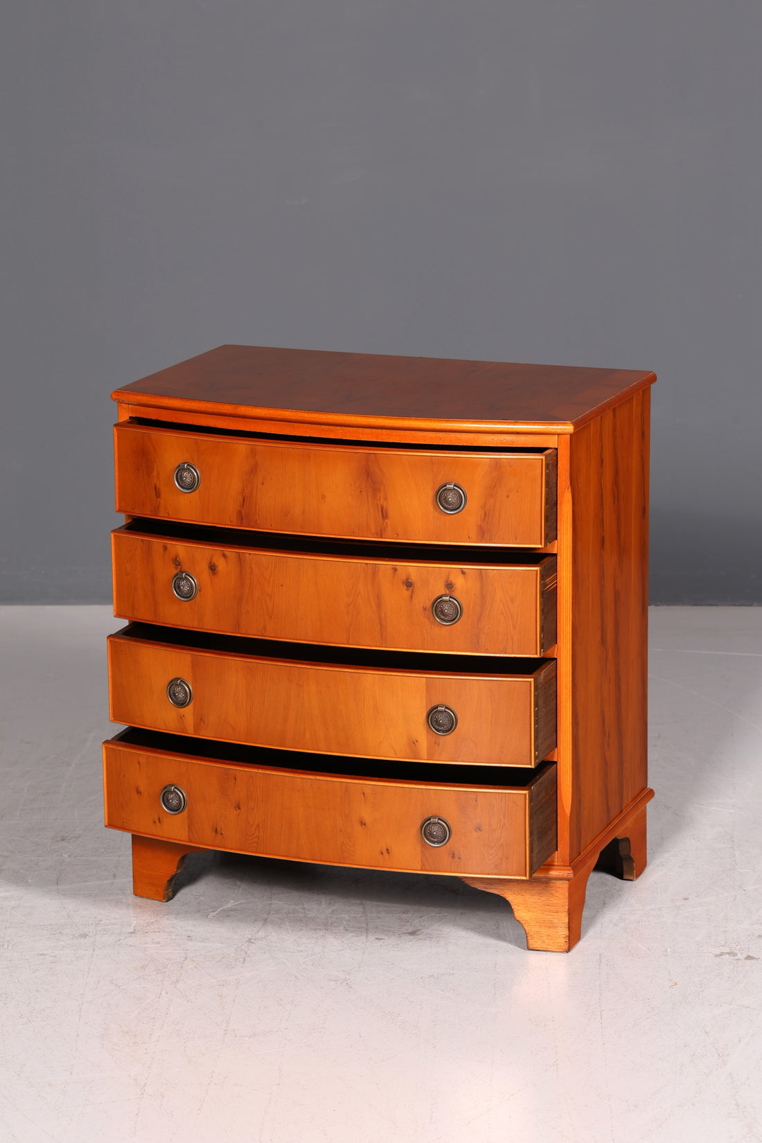 Stunning English Chest of Drawers Yew Real Wood Cabinet 1960s Sideboard Vintage
