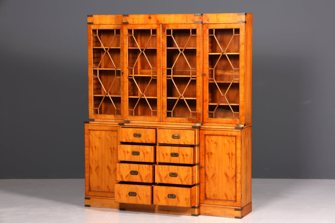 Magnifique vitrine maritime, meuble anglais, bibliothèque en bois véritable, buffet anglais