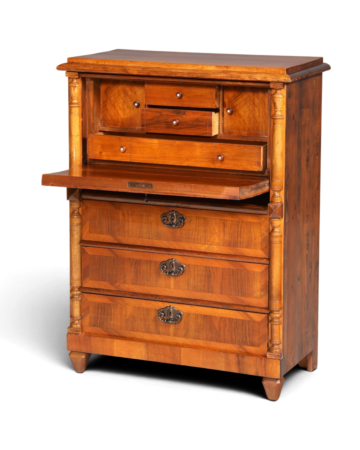 Stilvoller Gründerzeit Sekretär Vertiko Highboard Louis Philippe Kommode Sekretär Schrank um 1880