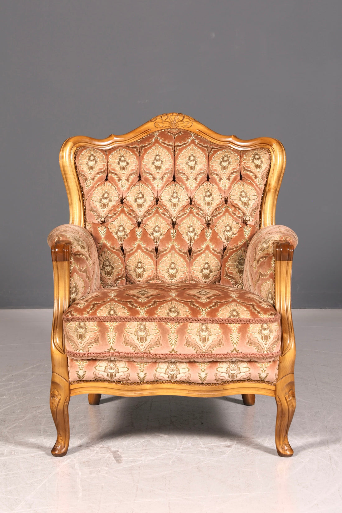 Edler Chippendale Armlehnsessel Barock Stil Sessel Samt Stoff Armchair Antik 2 von 2