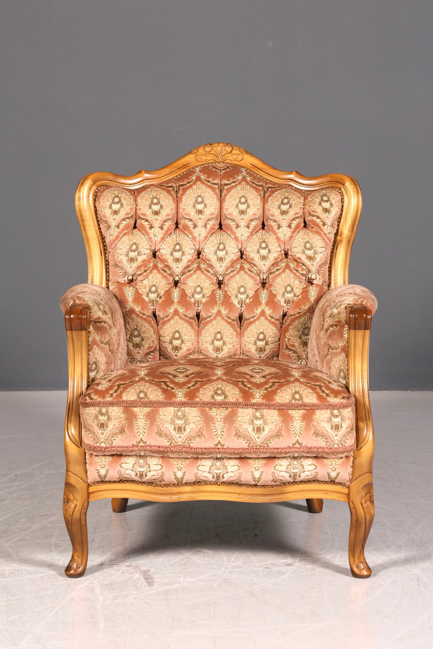 Edler Chippendale Armlehnsessel Barock Stil Sessel Samt Stoff Armchair Antik 2 von 2
