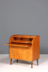 Stilvoller Mid Century Rollladen Sekretär echt Holz Büro Schrank Vintage Schreibkommode