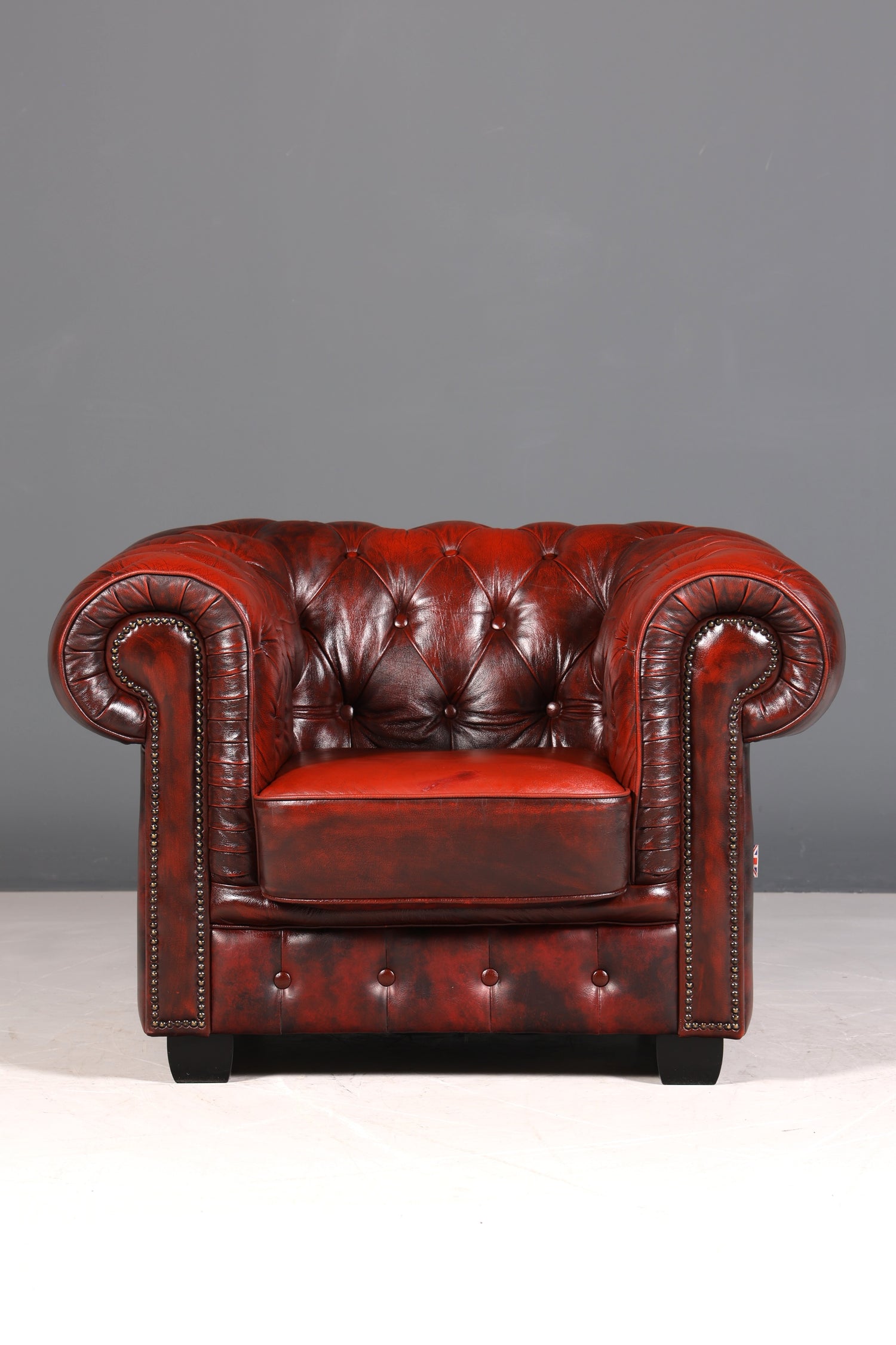 F955 Finish cm Stilvoller Original Chesterfield Sessel Englischer Armlehnsessel Englisch Herrensessel