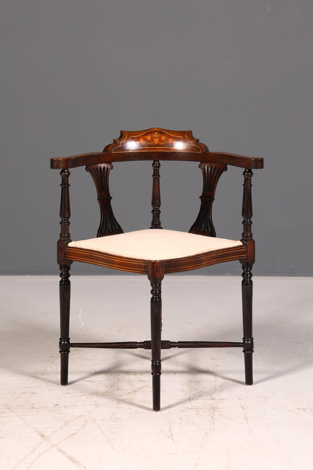 Wunderschöner Antiker Eckstuhl Corner Chair Englisch Edwardian Intarsien Armlehnstuhl Sekretär Stuhl Vintage 2 von 2