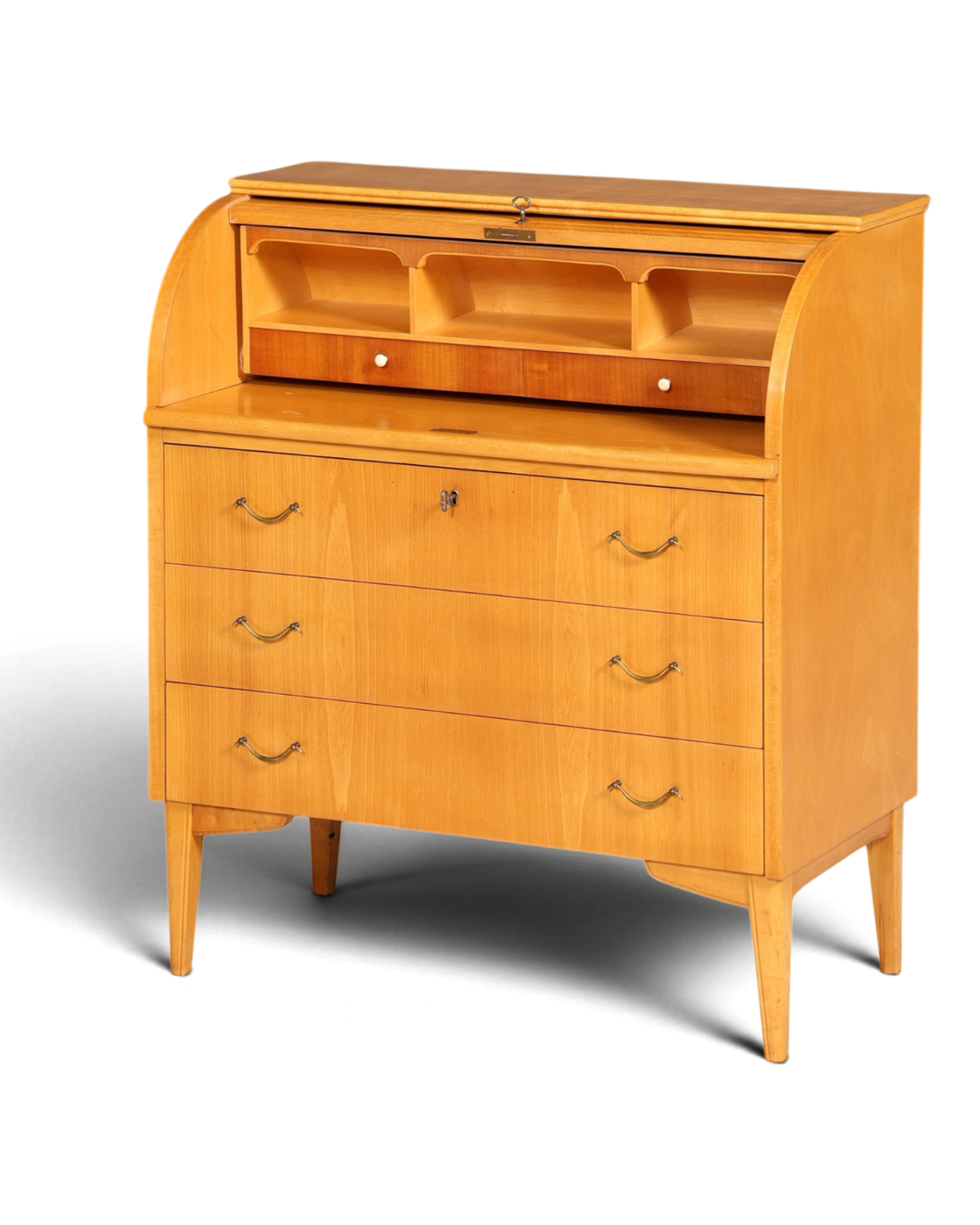 Stilvoller Mid Century Rollladen Sekretär echt Holz Büro Schrank Vintage Schreibkommode