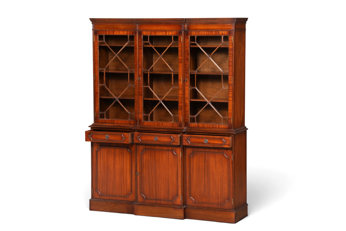 Hauptstadt Möblerei englische Mahagoni Vitrine mit Sprossentüren und Unterschrank im antiken Bibliotheksstil