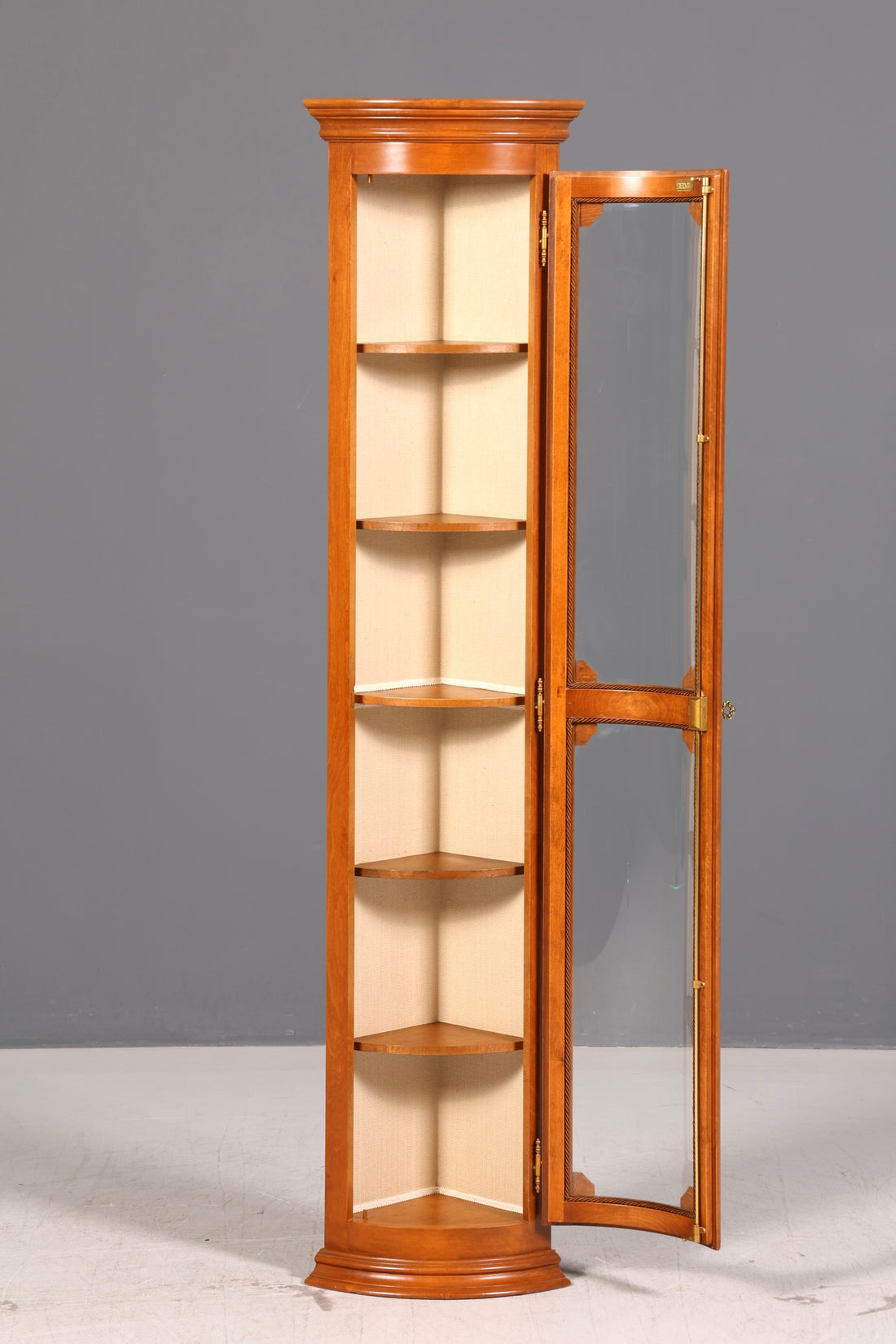 Beautiful Original Selva Corner Display Cabinet, Antique-Style China Cabinet with Glass Doors