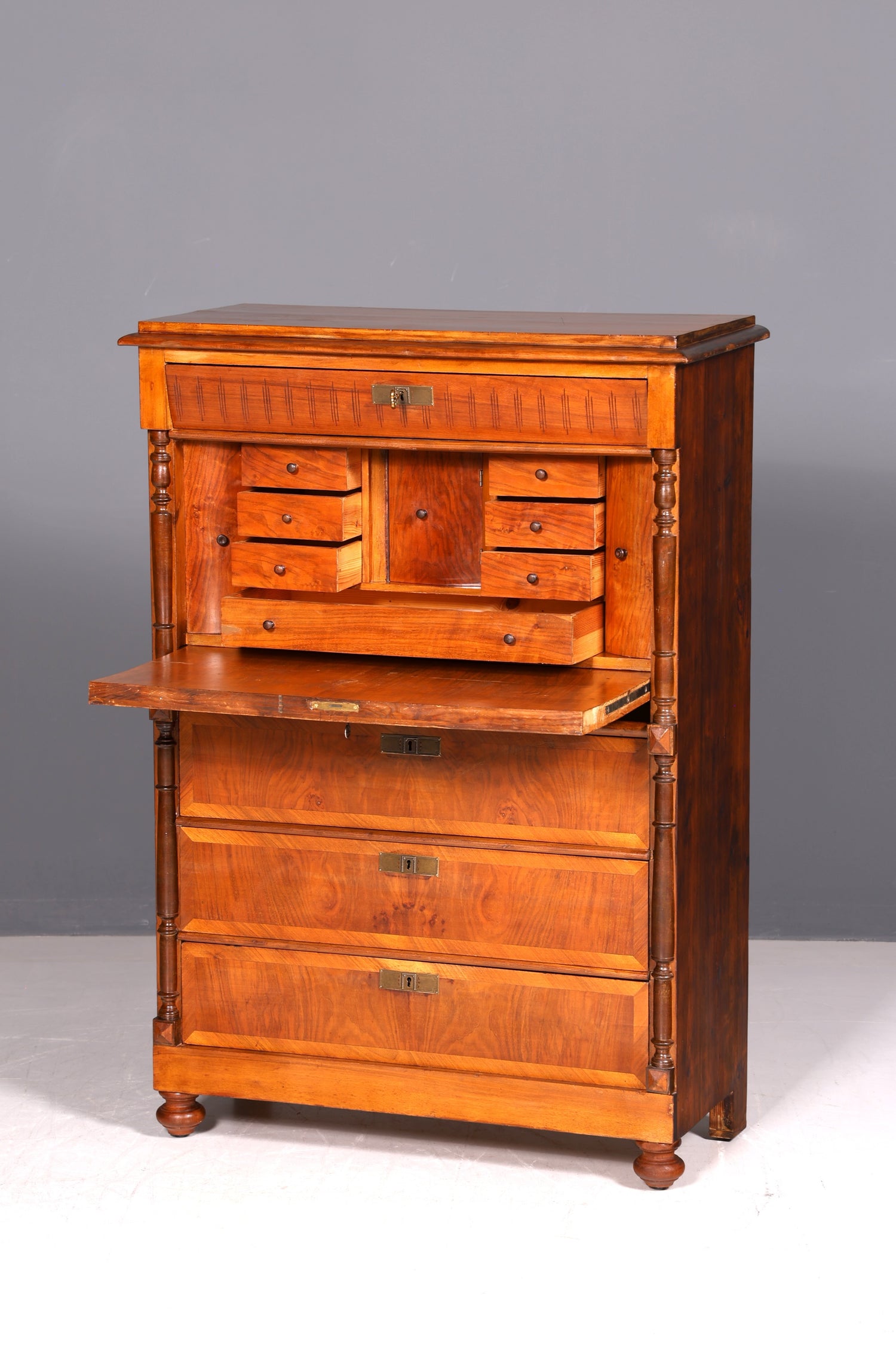 Edler Gründerzeit Sekretär Vertiko Highboard Louis Philippe Kommode Antik um 1880 Schreibsekretär