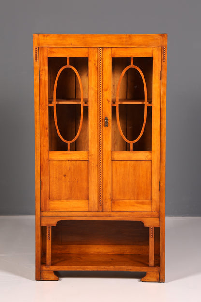 Traumhafte Jugendstil Vitrine Eiche Bücherschrank Glasvitrine Geschirrschrank Schrank