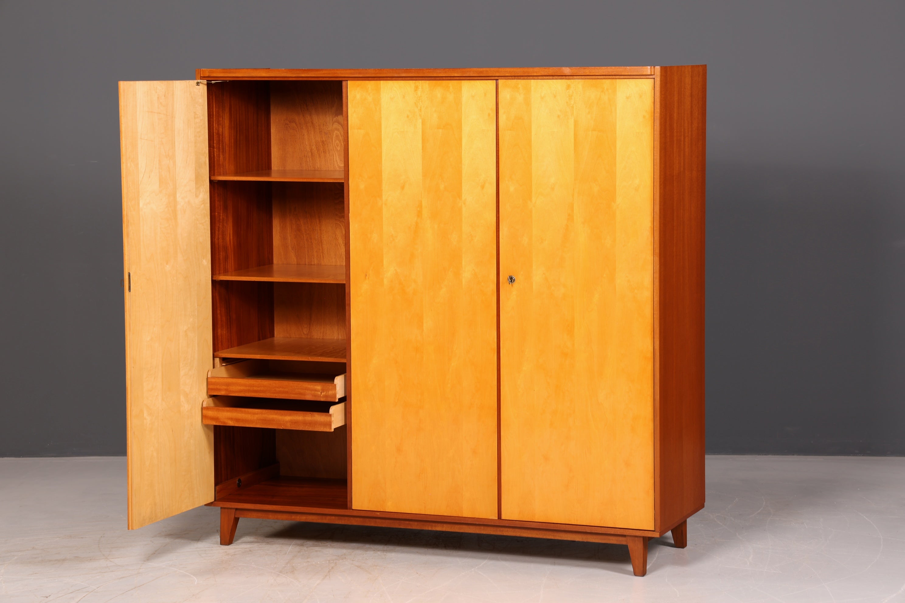 Stunning XL Mid-Century wardrobe Vintage cabinet Retro linen cupboard hallway cabinet bedroom