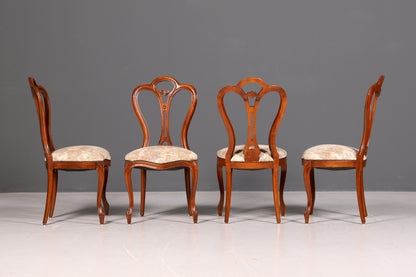 4x Traumhafte Louis Philippe Stühle um 1880 Chippendale Stuhl Set Antik Sekretär Stühle