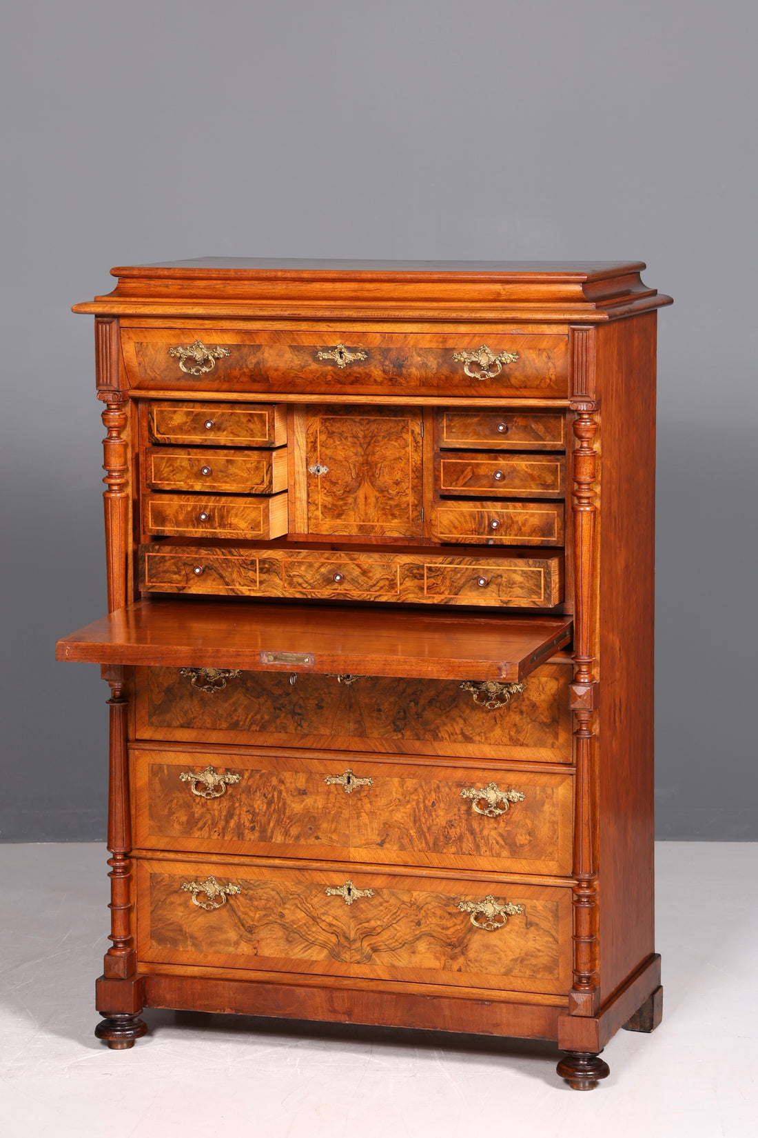 Beau secrétaire Gründerzeit, buffet haut vertiko, commode Louis Philippe, vers 1880