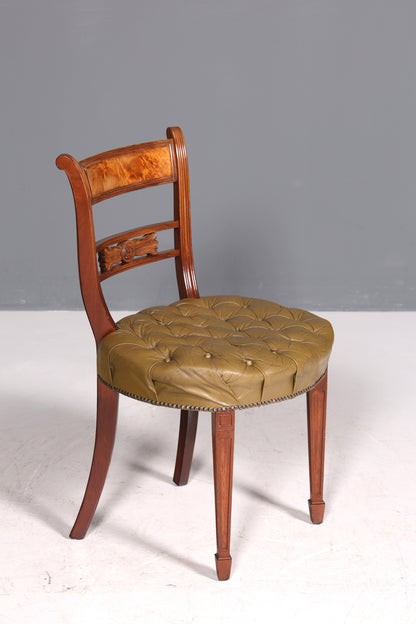 Magnifique fauteuil Chesterfield, chaise secrétaire Anno Dom, chaise de cuisine anglaise en cuir véritable, 4 sur 4