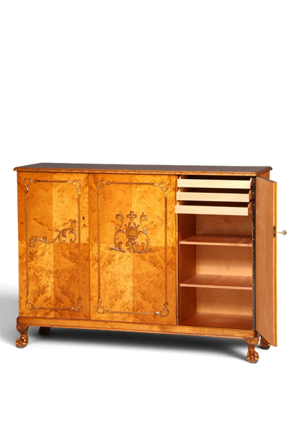 Edler Chippendale Schrank Barock Stil Vertiko Highboard Antik 50s 60s Kommode Aktenschrank Wäscheschrank
