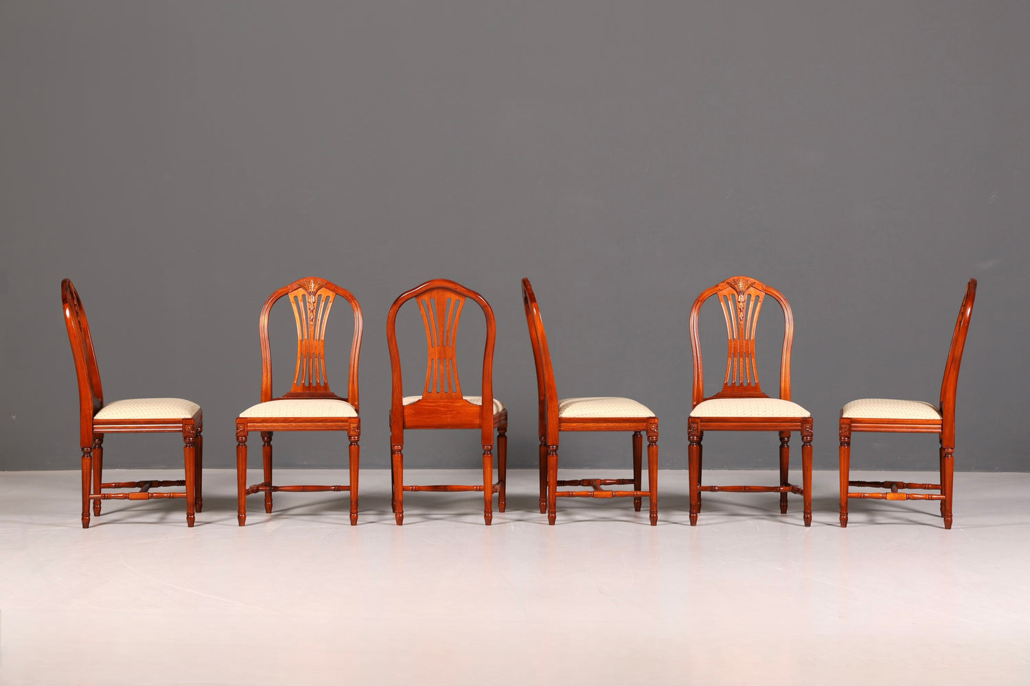 Edles 6er Set Stühle Gustavianischer Stil Englisch Esszimmerstühle Antik Polsterstuhl Set