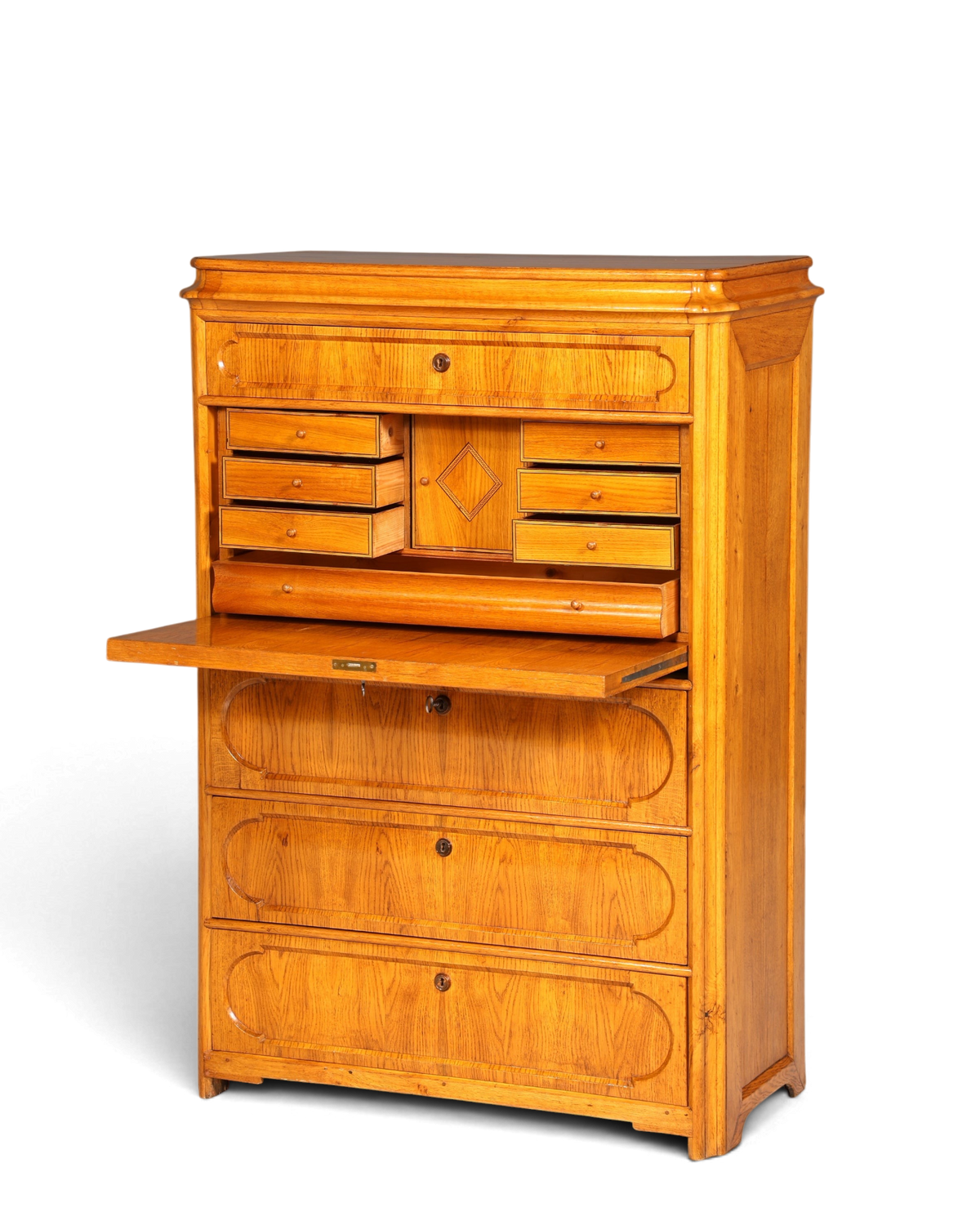 E893 Finish Stilvoller Biedermeier Sekretär Louis Philippe Vertiko Antik Kommode Schreibkommode Office Desk