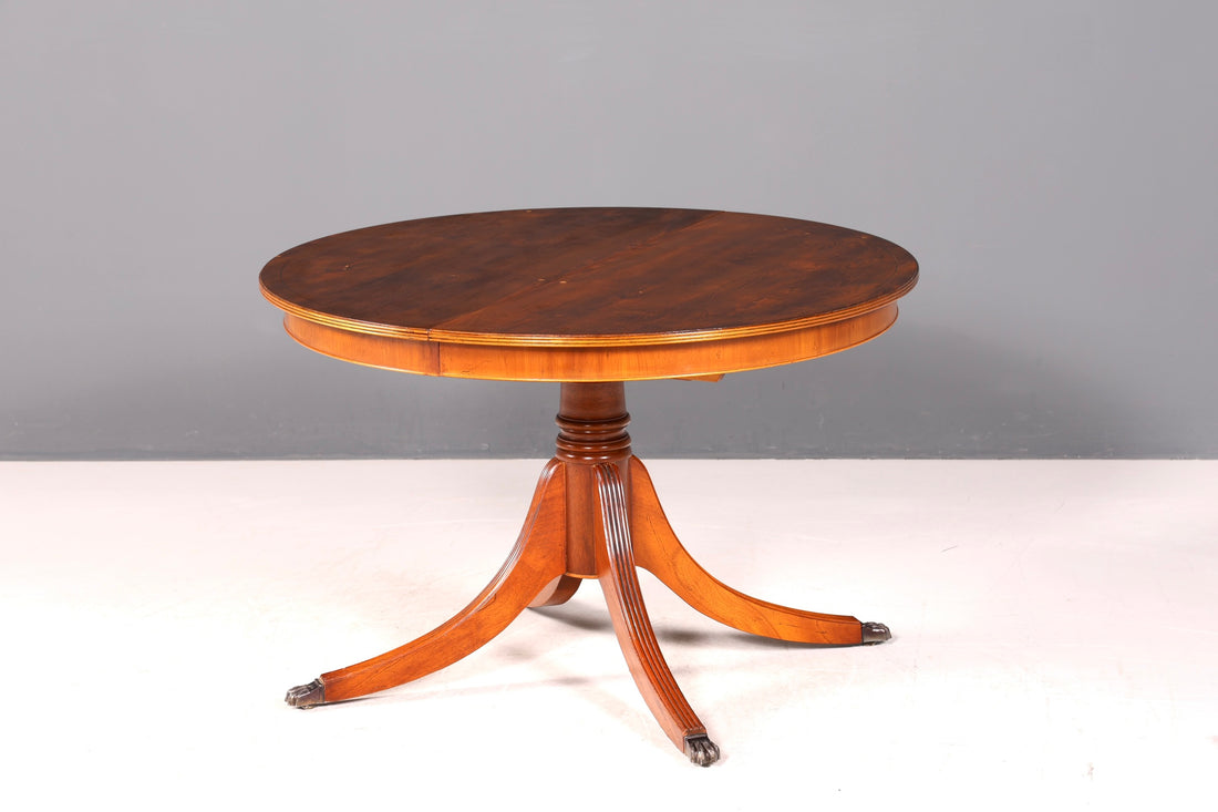 G067 Finish cm Wunderschöner Englischer Tisch ausziehbarer Esstisch Antik Stil 60s Küchentisch Eibe