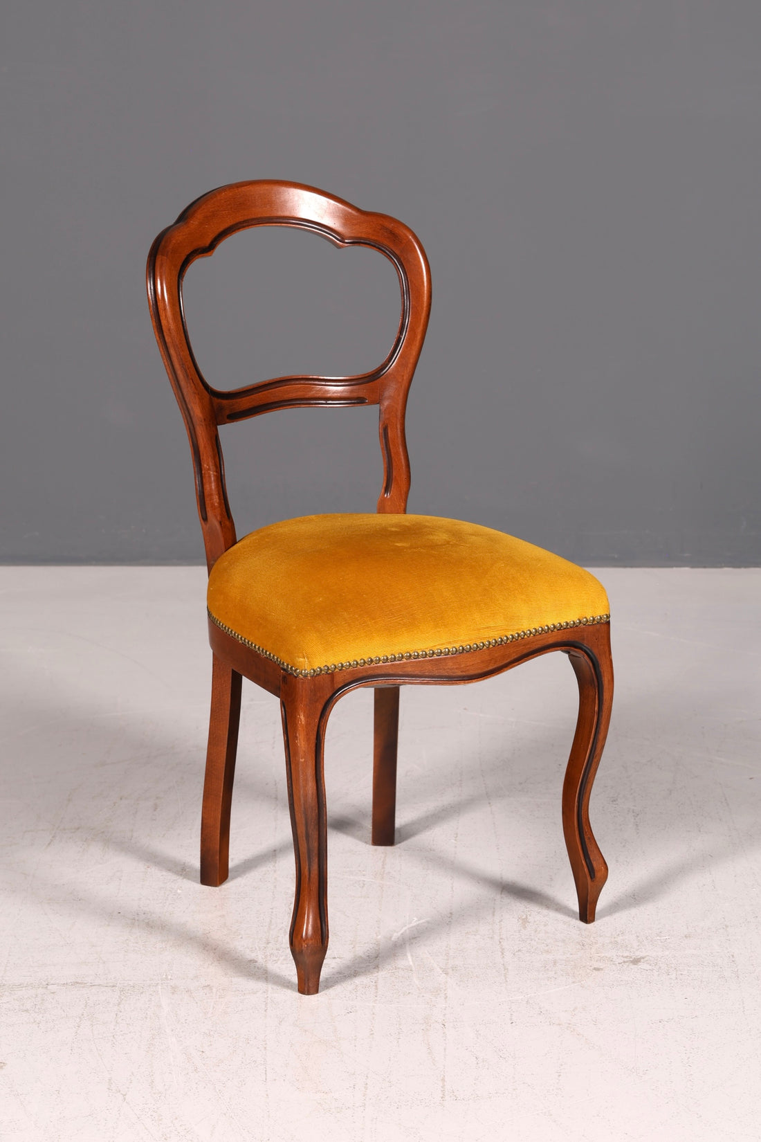 Edler Louis Philippe Stuhl um 1880 Antik Biedermeier Nussbaum Esszimmerstuhl Polsterstuhl Sekretärstuhl Vintage