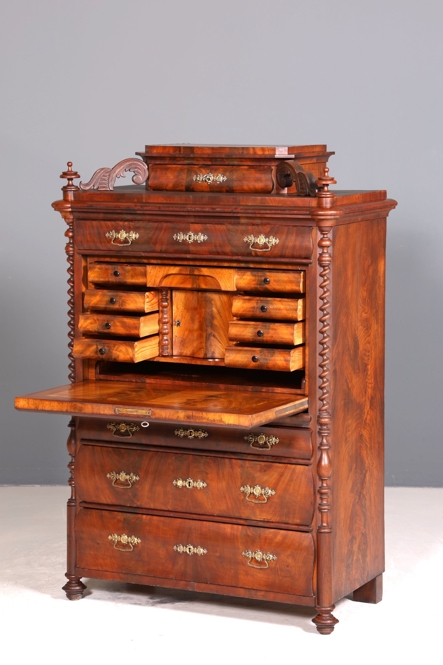 Edler Louis Philippe Sekretär Antik Biedermeier Vertiko Highboard Antik Schreibtisch Kommode