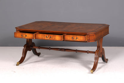 Wunderschöner Englischer Schreibtisch Office Table Mahagoni Partner Desk Echt Lederauflage Regency Partner Desk Bürotisch