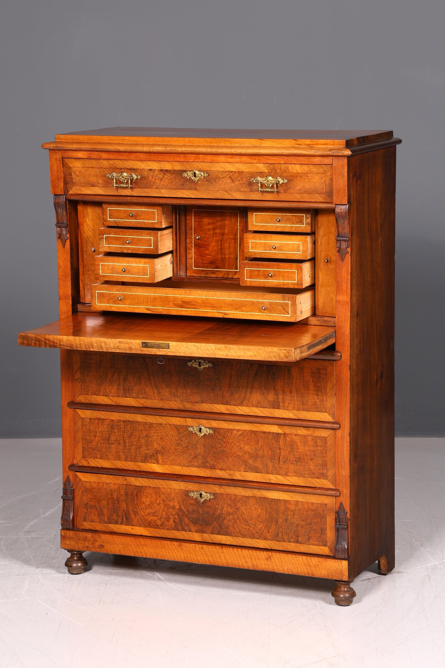 Wunderschöner Gründerzeit Sekretär Kommode Jugendstil Schubladenkommode Antik Vertiko Massiv Holz um 1890